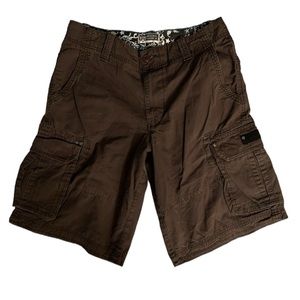 Vintage Route 66 Brown Skull Studded Cargo Shorts
